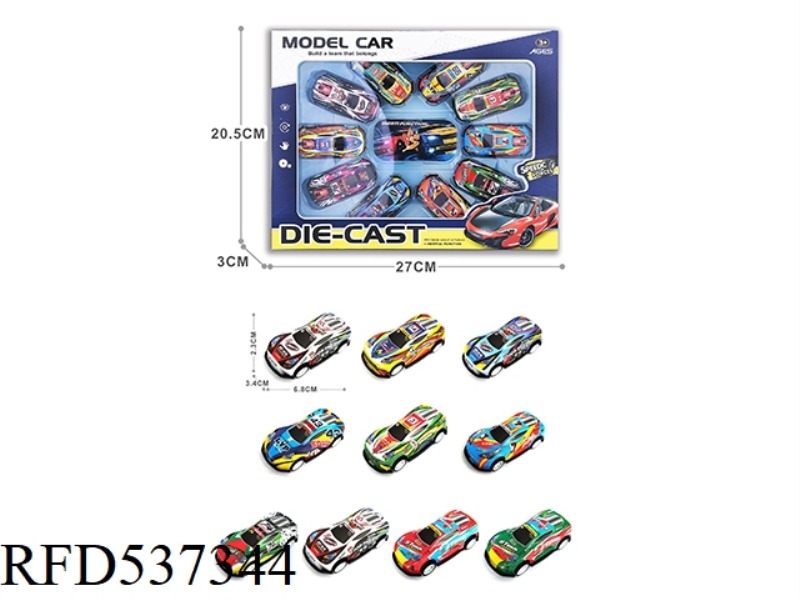 1:64 BOILBACK LIGHT ALLOY IRON SHEET CAR 10PCS+1 CARD