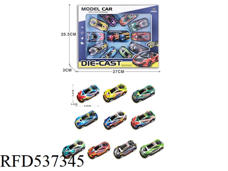 1:64 BOILBACK LIGHT ALLOY IRON SHEET CAR 10PCS+1 CARD