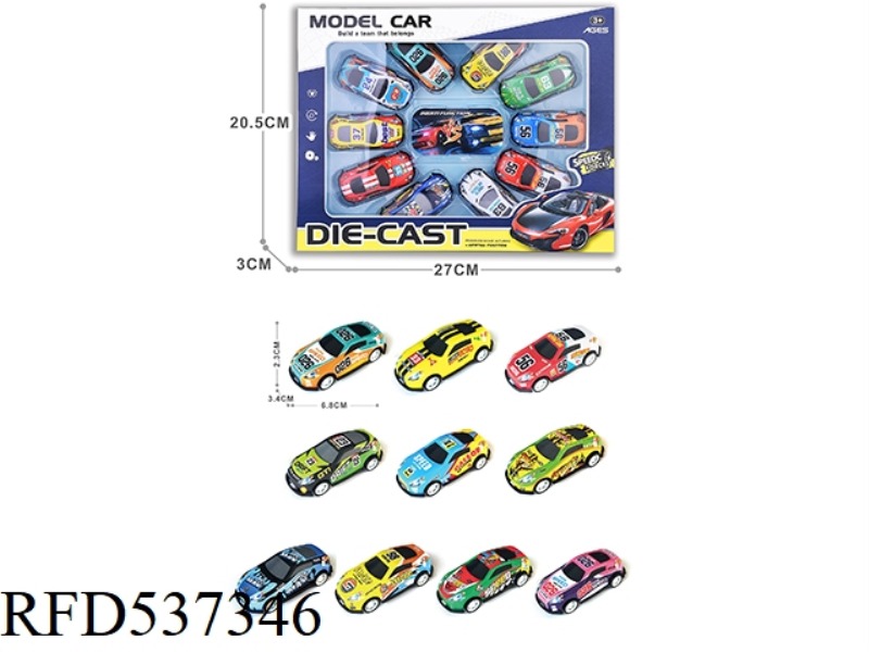 1:64 BOILBACK LIGHT ALLOY IRON SHEET CAR 10PCS+1 CARD