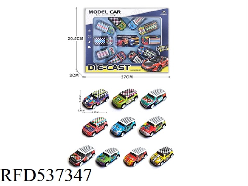 1:64 BOILBACK LIGHT ALLOY IRON SHEET CAR 10PCS+1 CARD