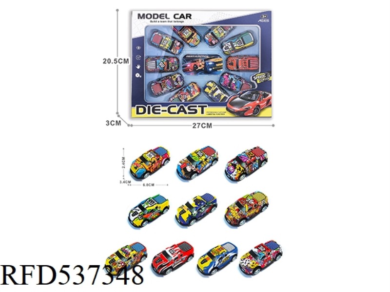 1:64 BOILBACK LIGHT ALLOY IRON SHEET CAR 10PCS+1 CARD