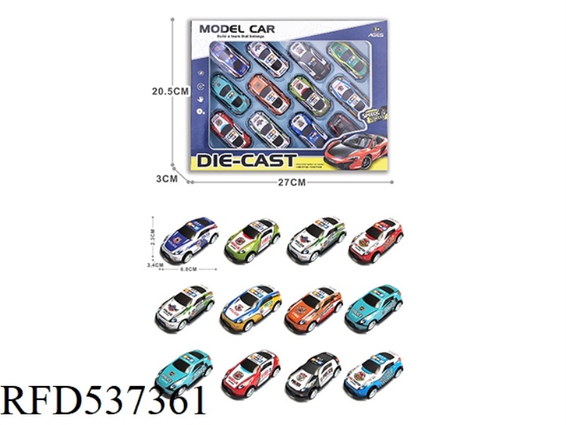 1:64 BOOMERANG LIGHT ALLOY IRON SHEET CAR 12PCS