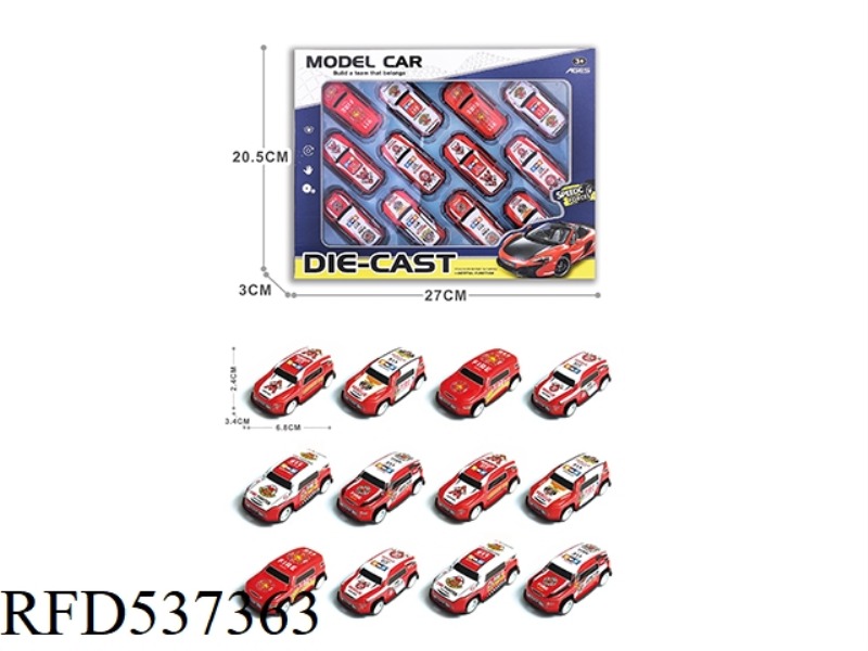 1:64 BOOMERANG LIGHT ALLOY IRON SHEET CAR 12PCS