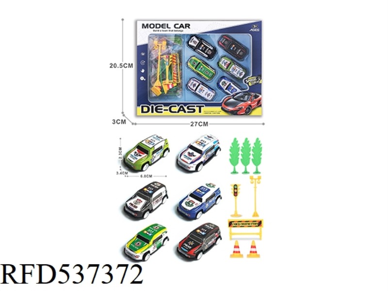 1:64 BOILBACK LIGHT ALLOY IRON WAGON 6PCS+5 ROAD SIGNS +3 TREES