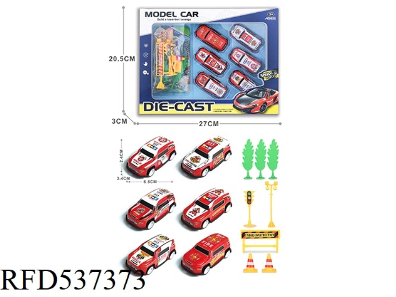 1:64 BOILBACK LIGHT ALLOY IRON WAGON 6PCS+5 ROAD SIGNS +3 TREES
