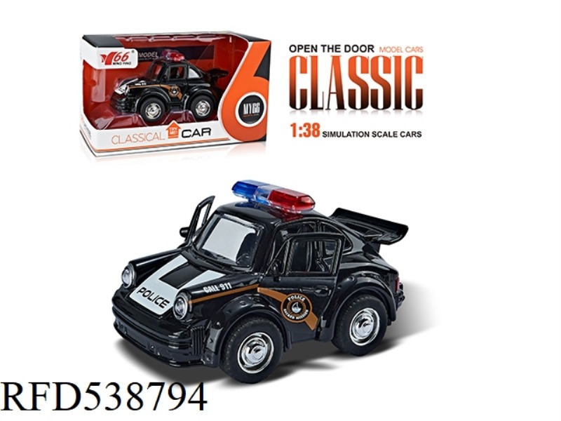 1:38Q VERSION SMALL PORSCHE ALLOY BOOMERANG FORCE 2 OPEN DOOR POLICE CAR