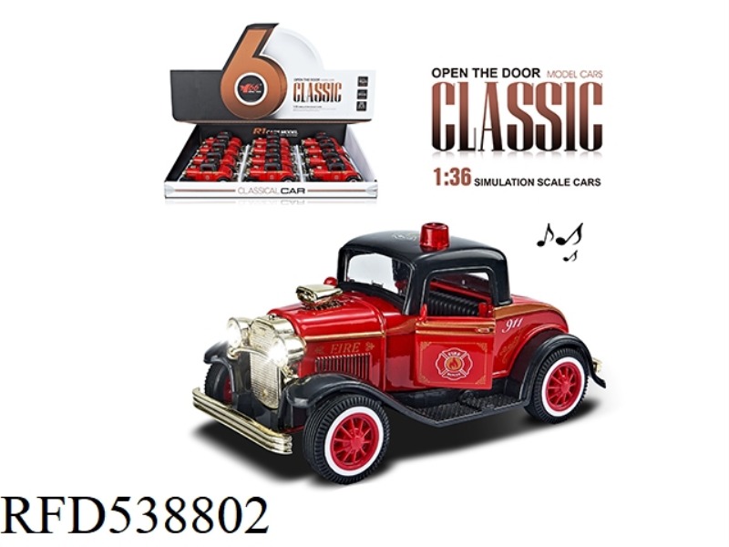 1:36Q VERSION FIRE CAPPING 2 DOOR COMEBACK WITH LIGHT MUSIC ALLOY CAR 12PCS
