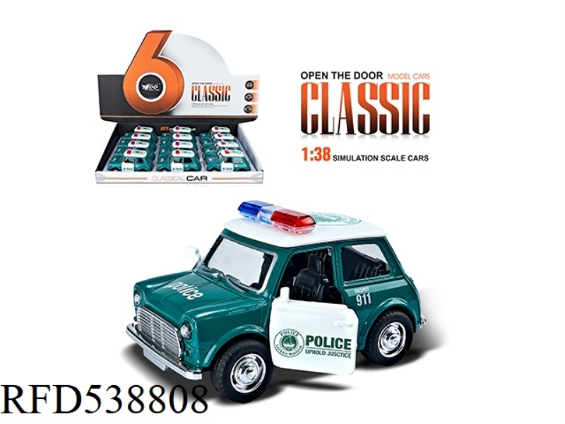 1:38Q VERSION MINI ALLOY BOOMERANG 2 OPEN DOOR POLICE CAR 12PCS