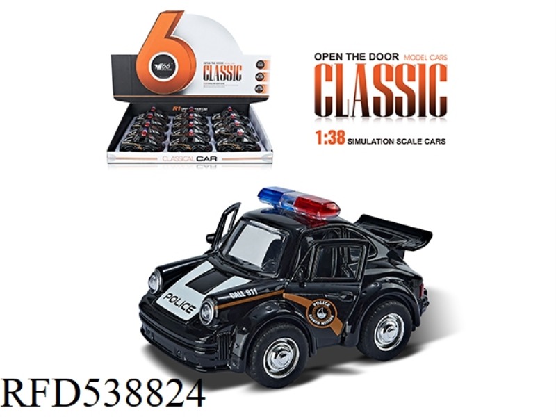 1:38Q VERSION SMALL PORSCHE ALLOY BOOMERANG 2 OPEN DOOR POLICE CAR 12PCS