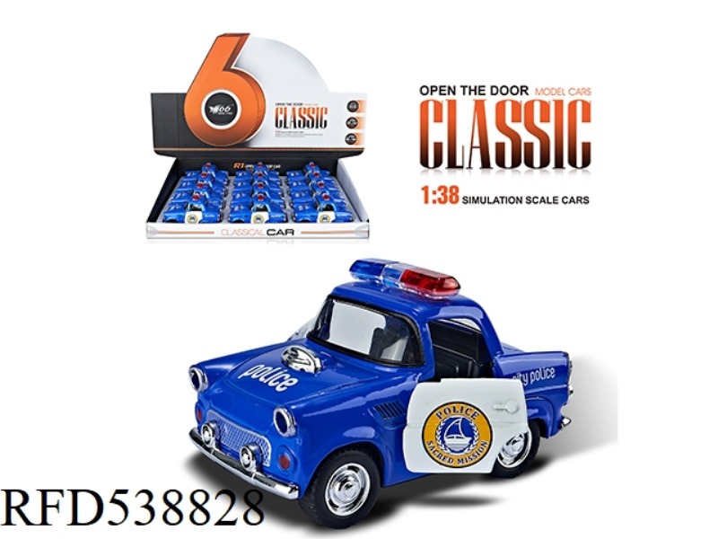 1:38Q VERSION CHEVROLET ALLOY BOOMERANG 2 OPEN DOOR POLICE CAR 12PCS