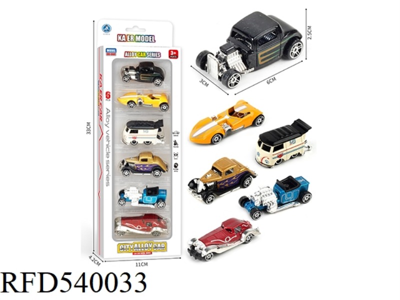 1:64 SLIDING LITTLE ALLOY CAR 6PCS