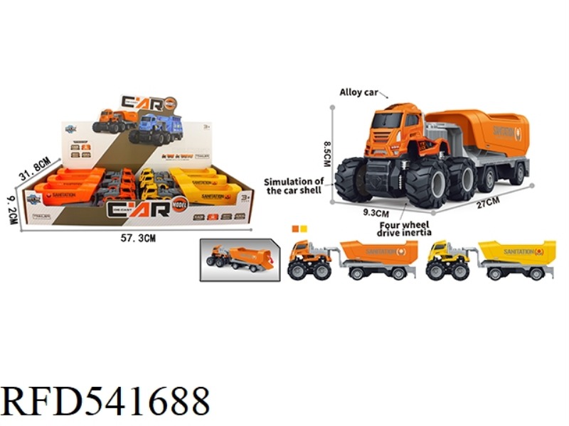 FOUR DRIVE INERTIA ALLOY TRANSPORT TRAILER 6PCS