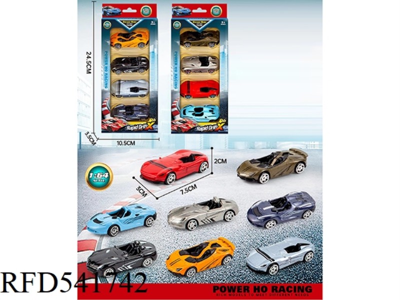 1:64 SLIDING ALLOY CAR (4PCS)