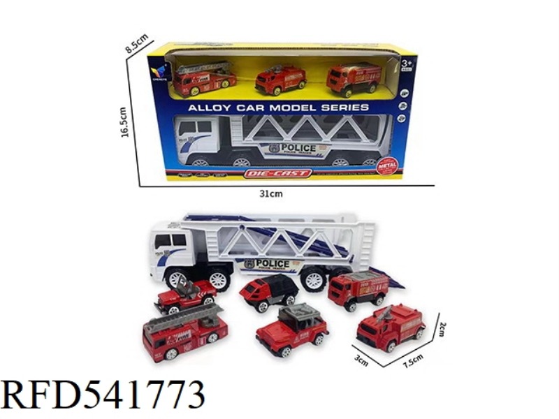 INERTIAL FLAT TRUCK +3 ALLOY FIRE TRUCK SET