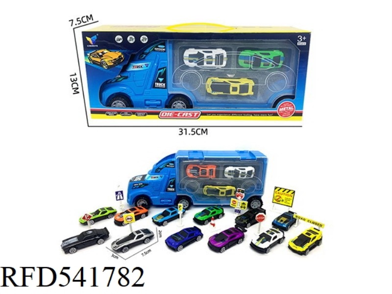 INERTIAL CONTAINER TRACTOR +3 ALLOY SPORTS CAR (WITH SIGNPOST)