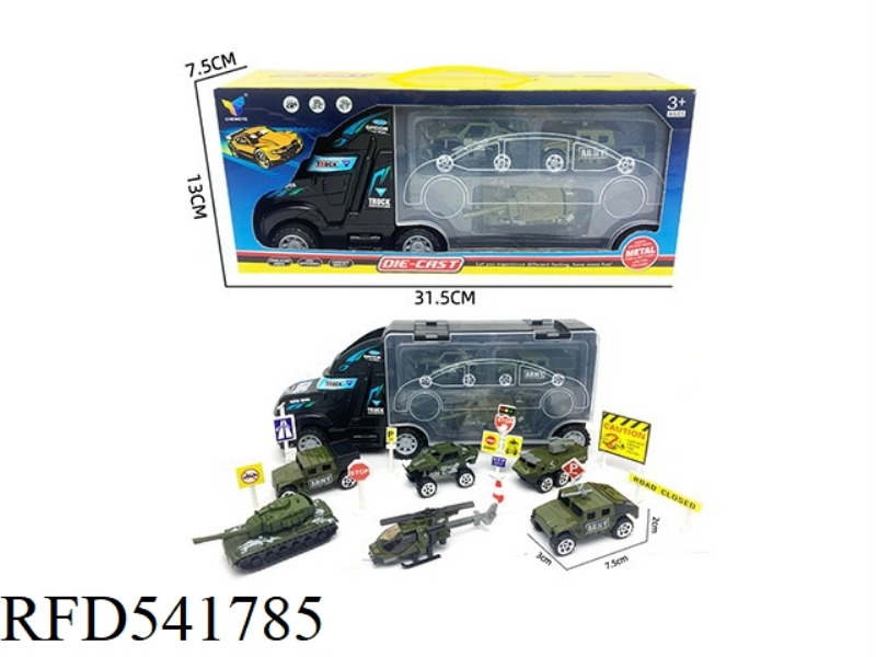INERTIAL CONTAINER TRACTORS +3 ALLOY MILITARY VEHICLES (WITH SIGNPOST)