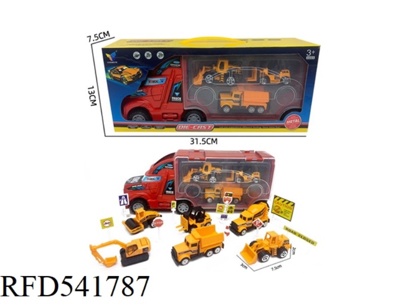 INERTIAL CONTAINER TRACTORS +3 ALLOY TRUCKS (WITH SIGNPOST)