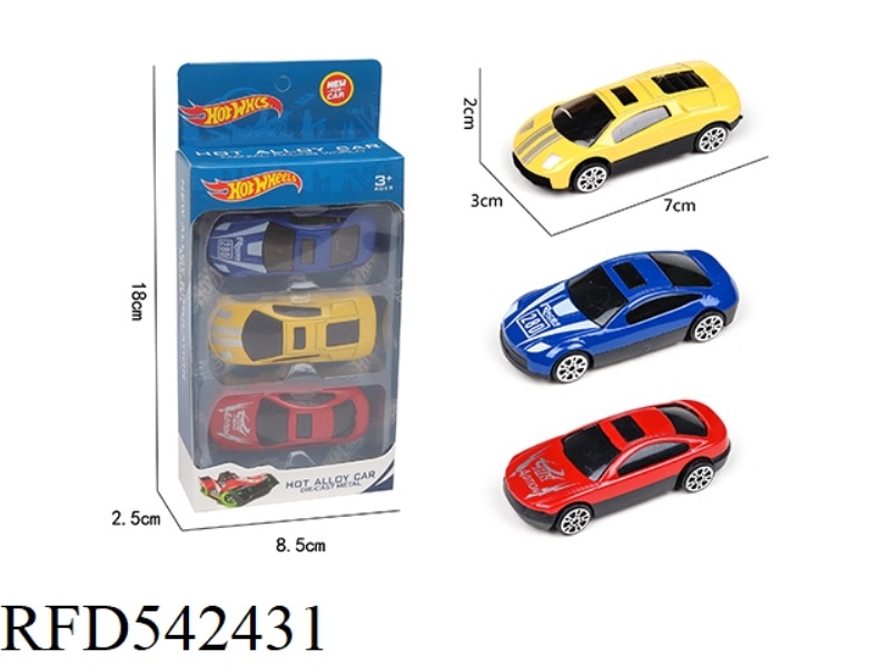 3 SLIDING ALLOY SPORTS CARS
