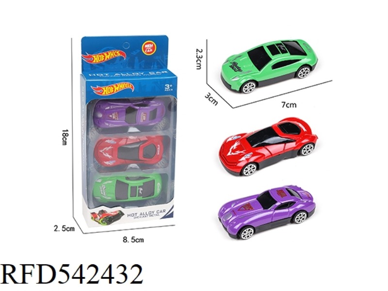 3 SLIDING ALLOY SPORTS CARS