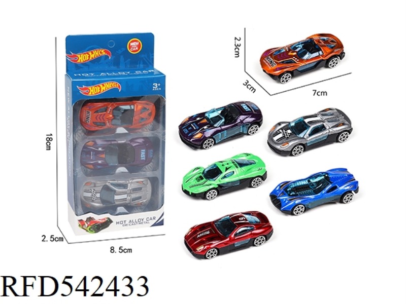 3 SLIDING ALLOY SPORTS CARS