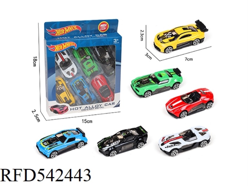 6 SLIDING ALLOY RACING CARS