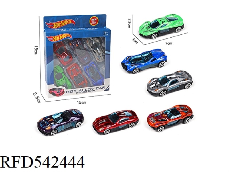 SIX SLIDING ALLOY SPORTS CARS