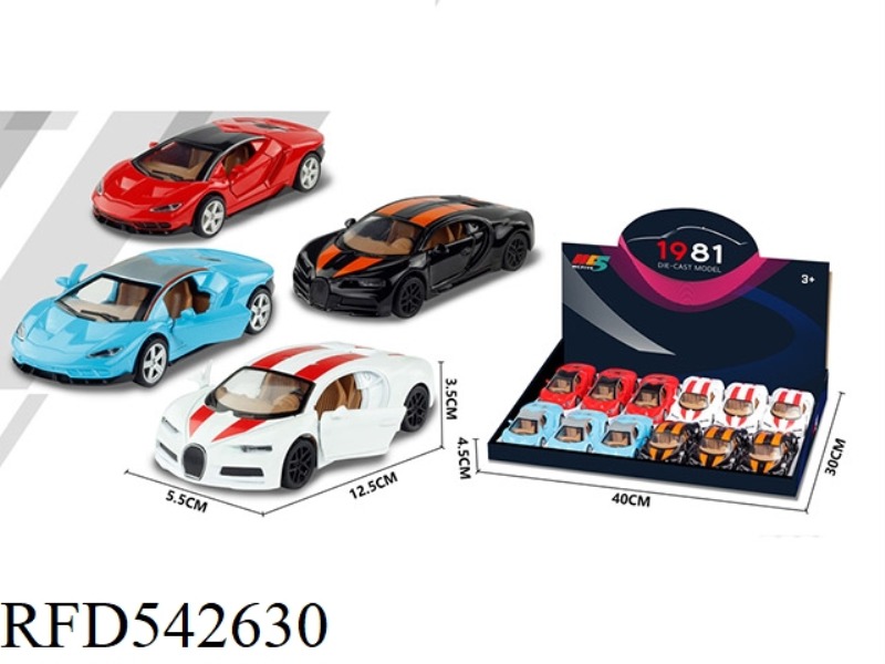 1:32 LAMBORGHINI BUGATTI SIMULATION ALLOY CAR WITH SOUND AND LIGHT MIXED 12PCS