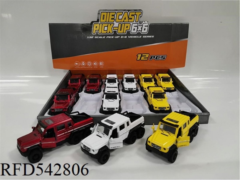 1:32 ALLOY 3 OPEN DOOR SIX-DRIVE MERCEDES PICKUP PICKUP COMEBACK SOUND AND LIGHT MODEL 12PCS