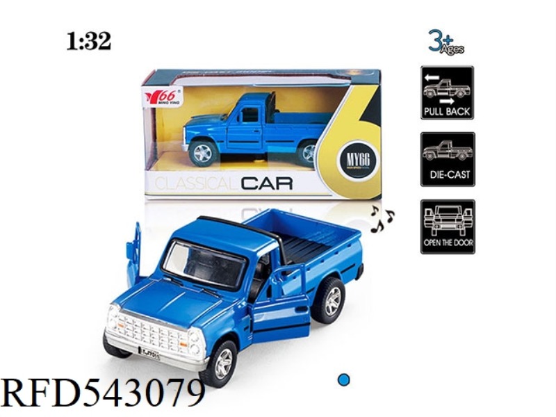1:32 PICKUP (IRAN) TWO-DOOR ALLOY PULL-BACK CAR WITH LIGHTS AND MUSIC 1 COLOR