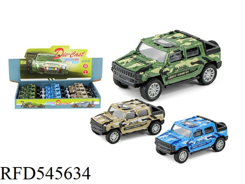 1:36 ALLOY CAR CAMOUFLAGE HUMMER COMEBACK (12 PIECES)