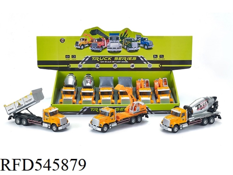 1:24 AMERICAN YELLOW BOILBACK ALLOY ENGINEERING TRUCK, 6 PIECES/DISPLAY BOX