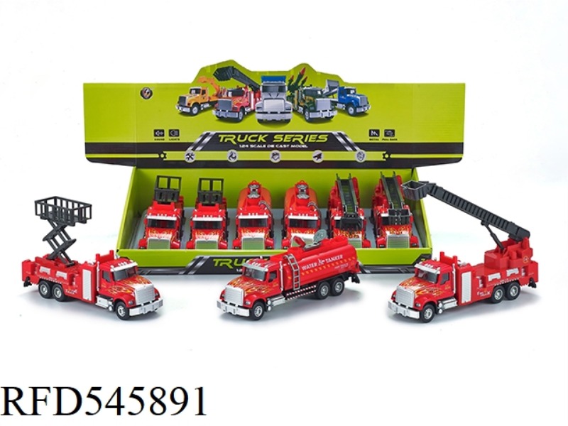 1:24 AMERICAN BOILBACK ALLOY FIRE TRUCK, 6 PIECES/DISPLAY BOX