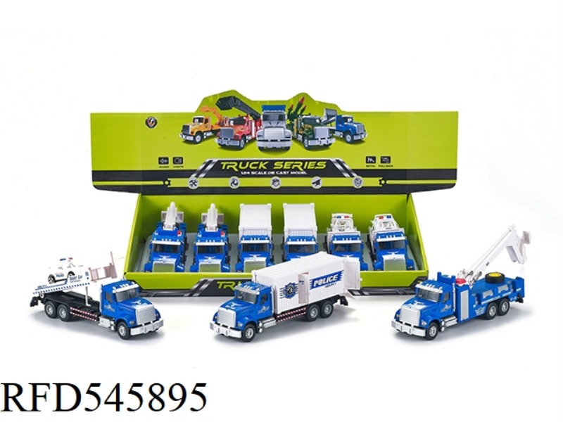 1:24 AMERICAN BOILBACK METAL RESCUE POLICE CAR, 6 PCS/DISPLAY BOX