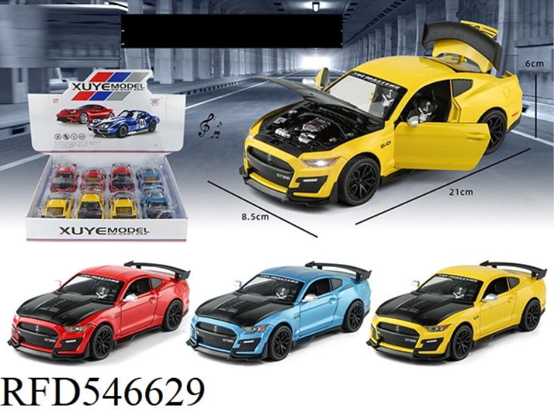 1:24 ALLOY MUSTANG GT500 MODEL CAR FOUR-DOOR PULL-BACK LIGHTING MUSIC 8PCS