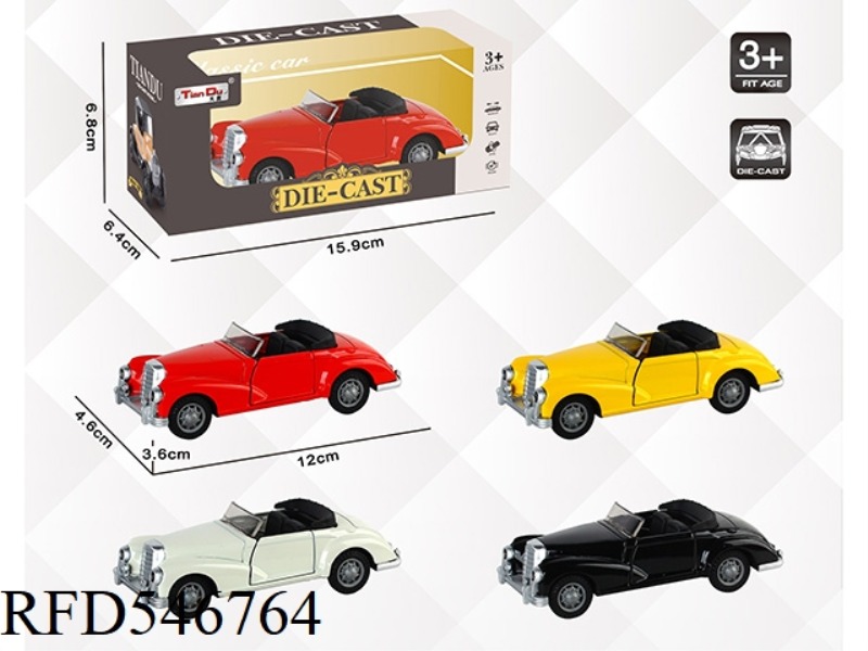 1:32 SIMULATION BOILBACK ALLOY CAR TWO DOORS CLASSIC CLASSIC CAR MERCEDES CONVERTIBLE