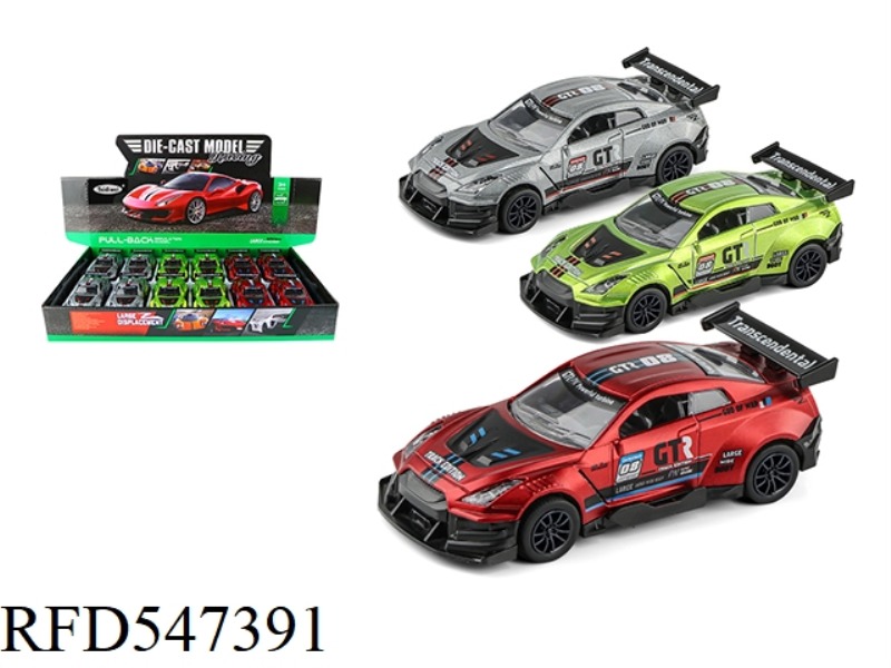 1:36GTR ALLOY CAR PULL BACK 12PCS