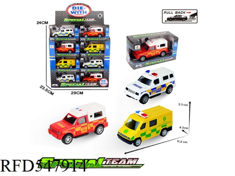 1:43 ALLOY PULLEBACK POLICE CAR 3 MIXED /24 ONLY PACK A BOX