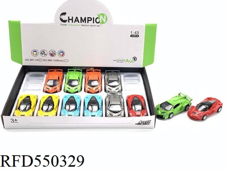 1:43 ALLOY PULLEBACK SIMULATION CAR LAMBORGHINI FERRARI 12PCS