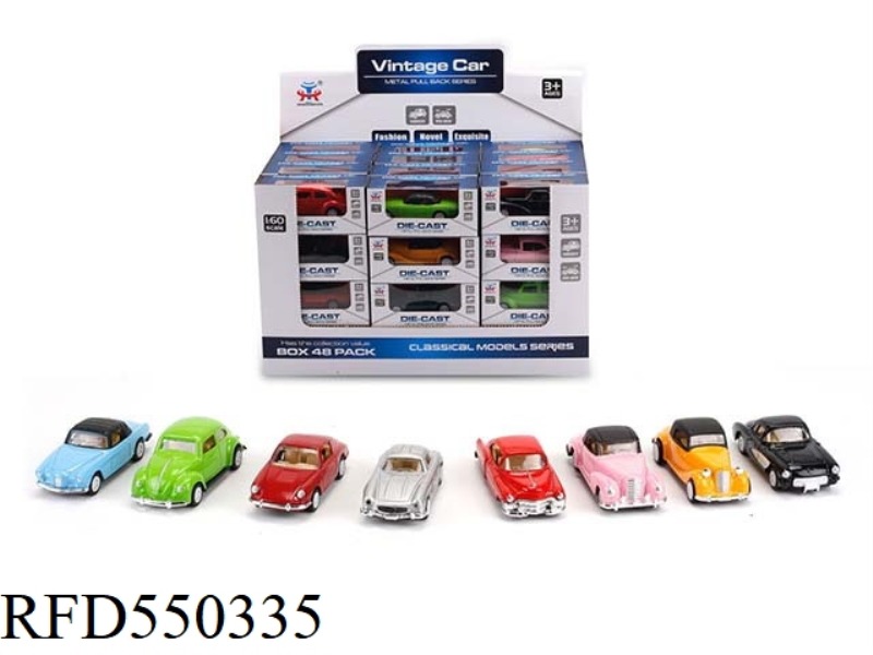 1:60 ALLOY PULL-BACK SIMULATION CLASSIC CAR 48PCS