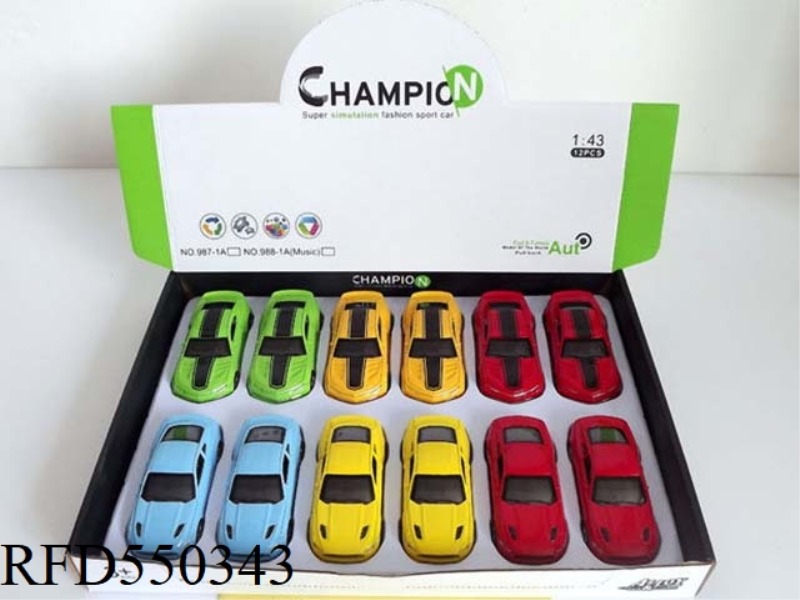 1:43 ALLOY PULL-BACK SIMULATION CAR MUSTANG CHEVROLET 12PCS