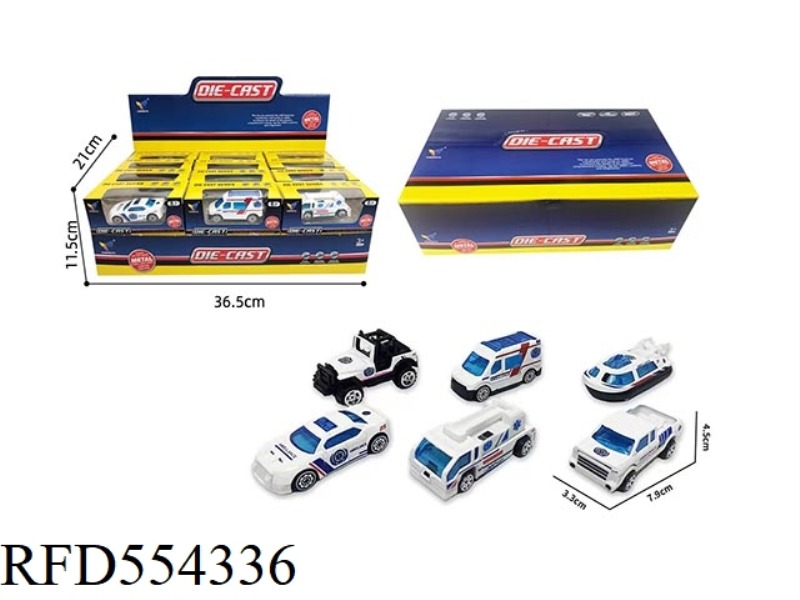 6 TAXI ALLOY AMBULANCE 1:64 (24 PIECES)