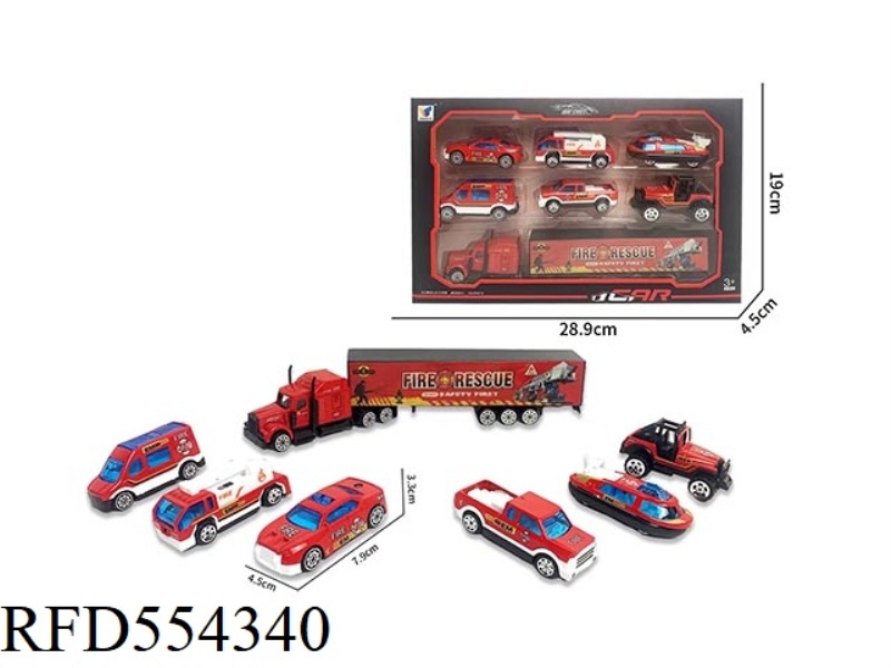1:64 SLIDING ALLOY FIRE TRUCK SET