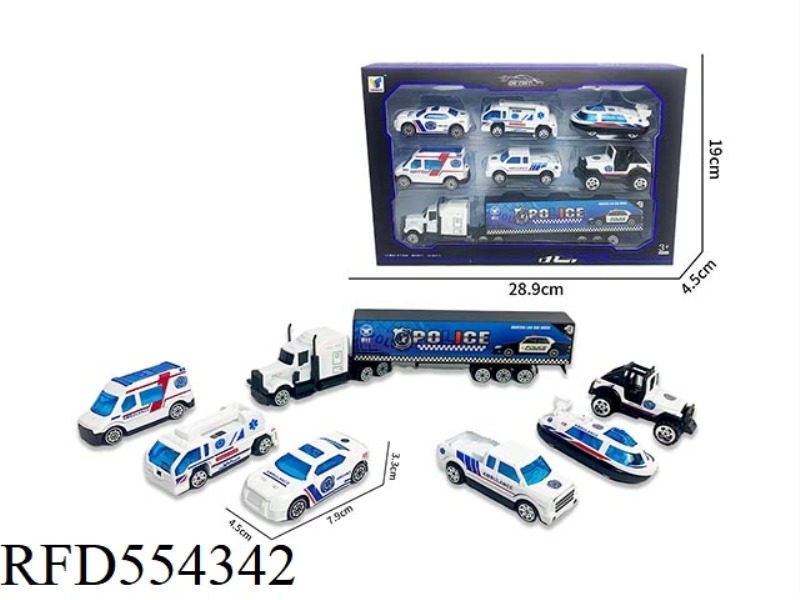 1:64 SLIDING ALLOY POLICE CAR SET