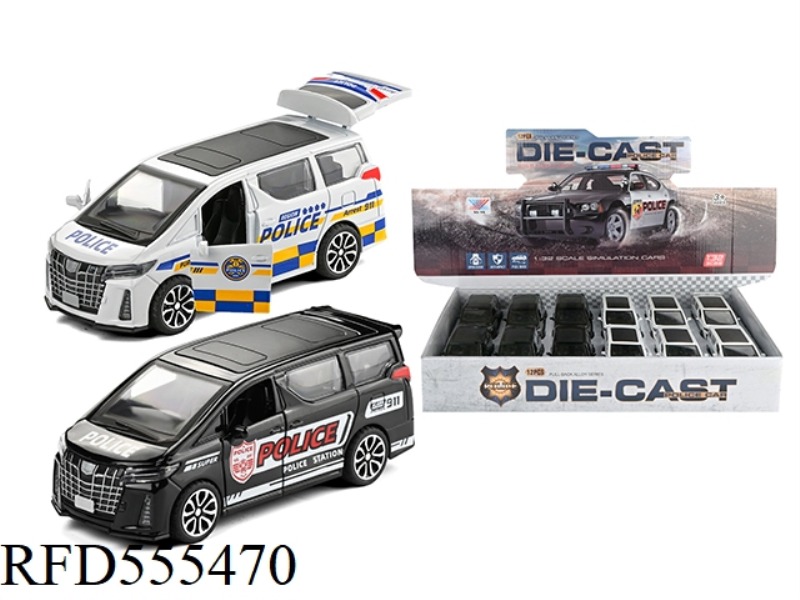 1:32 ELFA METAL POLICE CAR PULL BACK THREE DOORS (12 ONLY)