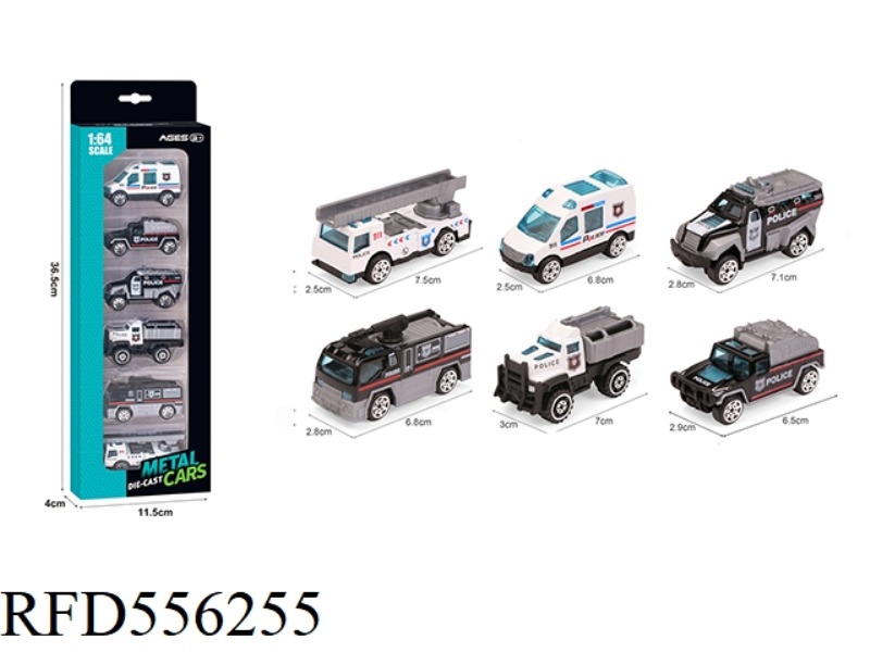 ALLOY TAXI POLICE CAR 6 MODELS MIXED (6 PCS/BOX)