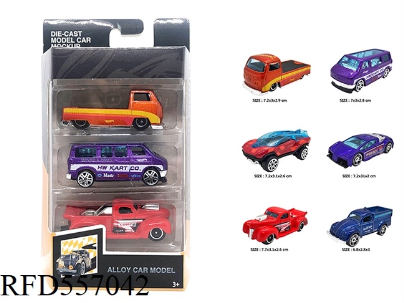 SLIDING 1:64 ALLOY CAR 6 MODELS 3 BOXES