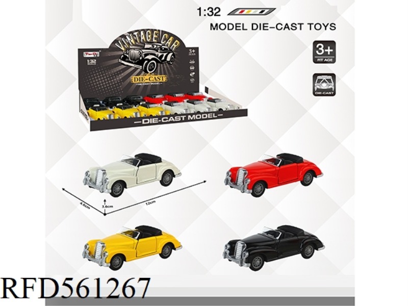 1:32 SIMULATION BACK FORCE ALLOY CAR TWO-DOOR CLASSIC MERCEDES-BENZ CONVERTIBLE (12)