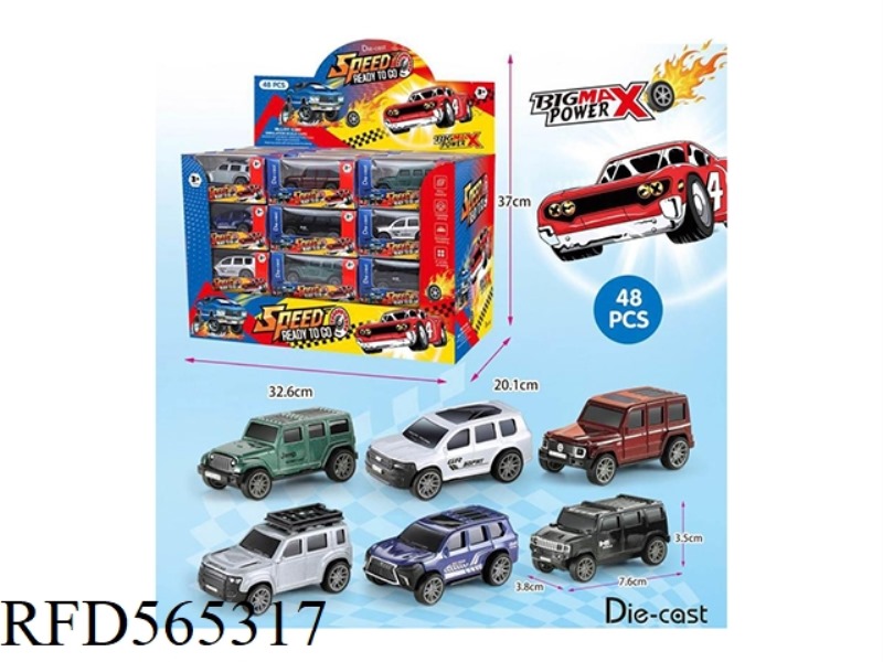 OFF-ROAD PULL-BACK ALLOY CAR 48PCS