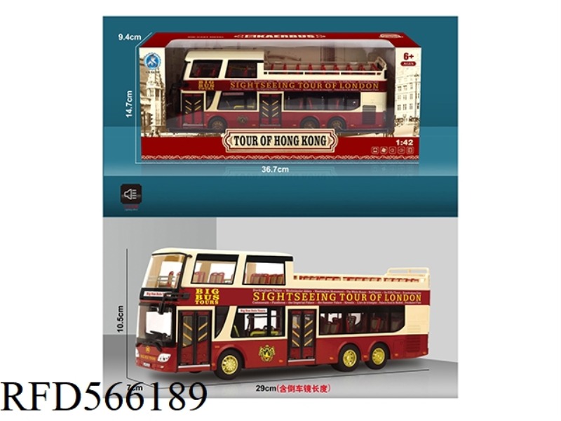 ALLOY MODEL HONG KONG SIGHTSEEING BUS