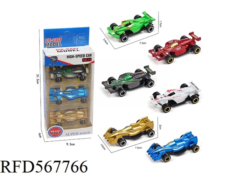 3 SLIDING ALLOY F1 RACING CARS